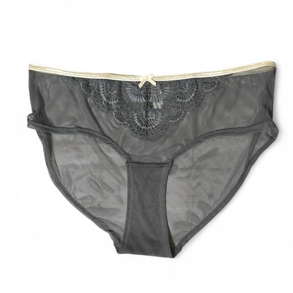 5/$25 Adore Me Panty Sz Various 1048 Gray Mesh Hipster Lace Semi Sheer Feminine
